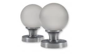 image of LocksOnline Frosted Glass Ball Mortice Door Knob Set