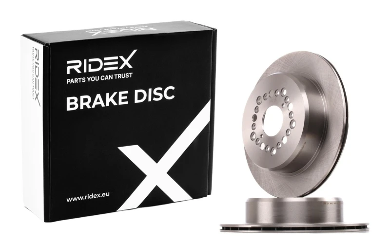 Image of RIDEX 82B0532 Brake disc Rear Axle, Vented, Cast Iron, Uncoated, Untreated, without bolts/screws Cast Iron Brake Disc (82)