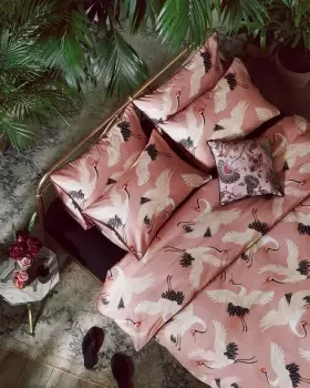 Image of Paloma Cotton 220TC Birds Print Pink Bedding Set - Kingsize