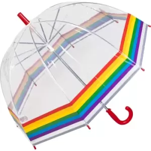 image of X-Brella Childrens/Kids Rainbow Stripe Dome Umbrella (One Size) (Clear/Red)