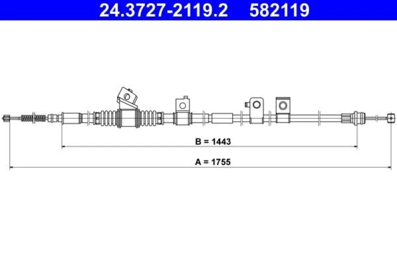 Image of ATE 24.3727-2119.2 Brake Cable 1755mm Cable,parking brake (124)