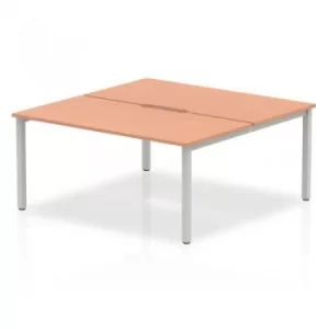 Image of B2B Silver Frame Bench Desk 1600 Beech (2 Pod)