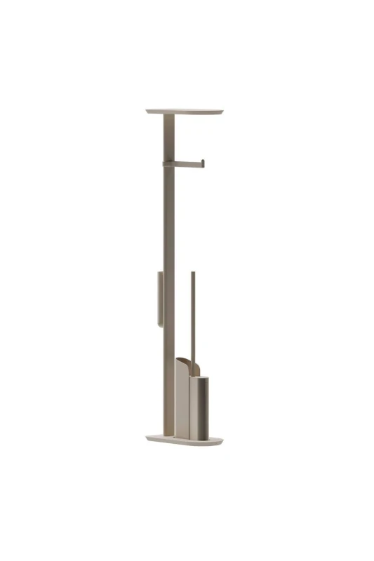 Image of Cosmic Silicone Toilet Brush with Toilet Roll Holder Beige, FLAT Collection in Light Sand Light Sand Unisex