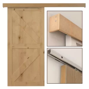 Image of HOMCOM 6.5FT /2000mm Modern Sliding Barn Door Closet Hardware Track Kit Track System Unit For Single Wooden Door
