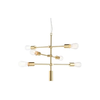 Image of Endon Collection Lighting - Endon Lighting Rubens - Pendant Satin Brushed Gold Effect Plate 6 Light Dimmable IP20 - E27