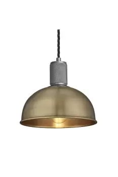 Knurled Dome Pendant Light, 8 Inch, Brass, Pewter Holder