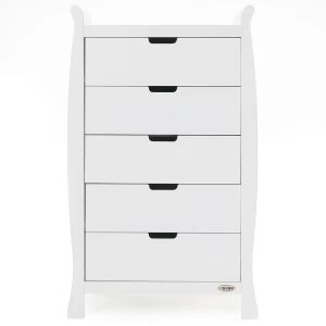 image of Obaby Stamford Sleigh Tall Chest of Drawers - White