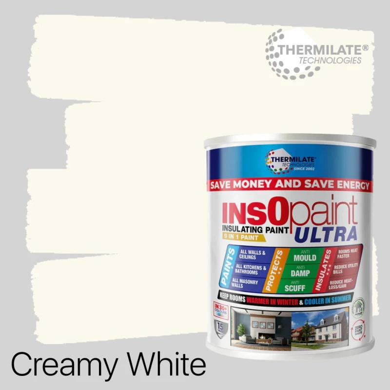 Image of THERMILATE TECHNOLOGIES InsOpaint ULTRA - 9 IN 1 Interior & Exterior Paint - 5L in Creamy White Creamy White Unisex 5L