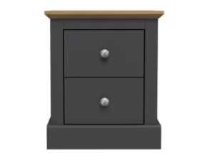Image of LPD Devon 2 Drawer Charcoal and Oak Bedside Cabinet Flat Packed