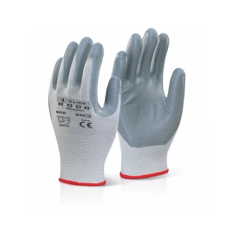 image of NITRILE FOAM POLY GLOVE 09 LGE - Grey - Click