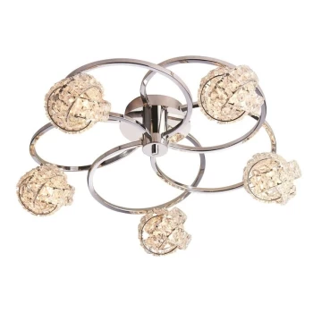 image of Endon Talia - 5 Light Semi flush Chrome, Crystal (K5) Glass, G9