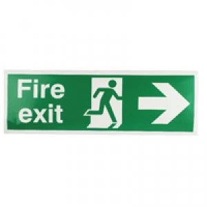 image of Blick Safety Sign Fire Exit Running Man Arrow Right 150x450mm Self-Adhesive