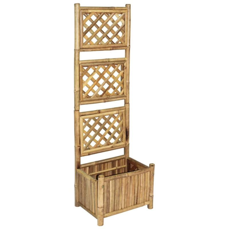 Image of vidaXL Garden Raised Bed with Trellis Bamboo 40cm, Brown 43713