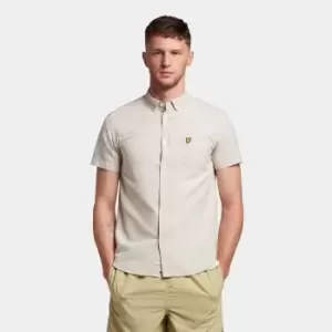 Mens SS Oxford Shirt - Natural Green/ White - M