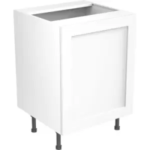Image of Kitchen Kit Flatpack Shaker Kitchen Cabinet Base Sink Unit Ultra Matt 600mm in White MFC