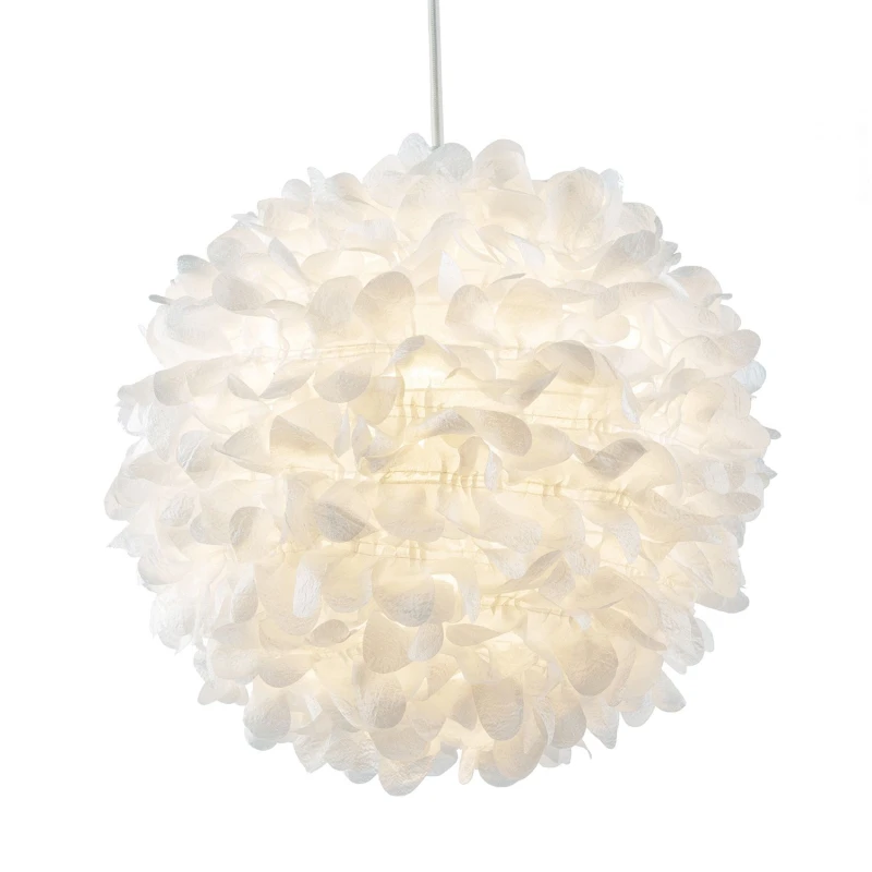 Image of Happy Homewares Chic Designer 30cm Pendant Light Shade with White Fabric Folded Petals White Unisex