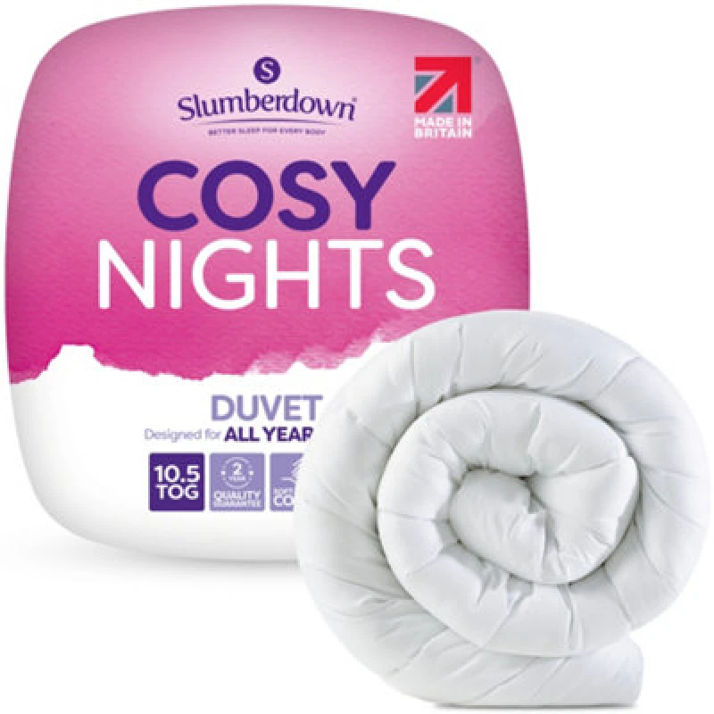 Image of Slumberdown Cosy Nights 10.5 Tog All Year Round Duvet - White White Single