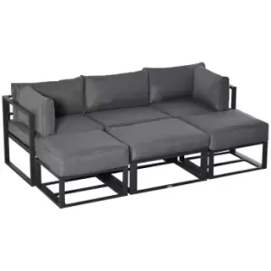 Image of Outsunny 6pc Daybed and Sectional Sofa Set w/ Coffee Table and Footstool