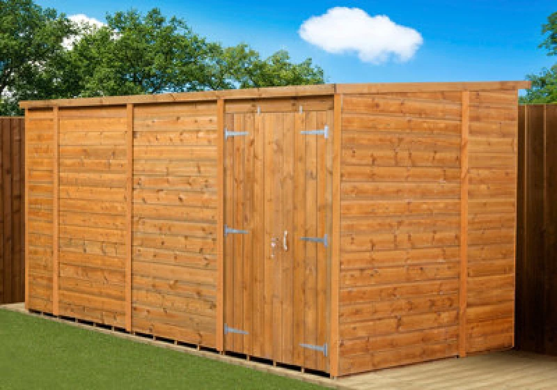 Image of Empire Sheds Empire Modular Pent 14X6 Dipped Treated Tongue And Groove Wooden Garden Shed Double Door (14' X 6' / 14ft X 6ft) (14X6)
