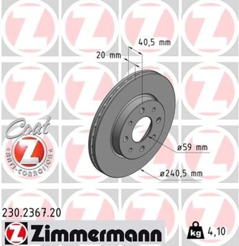 Image of ZIMMERMANN Brake disc ZIMMERMANN 230.2367.20