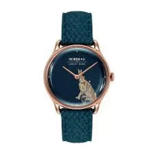 image of August Berg x Morris & Co Indigo Rose Gold Forest Hare Indigo Perlon 30Mm Watch M1FH0630A16VID