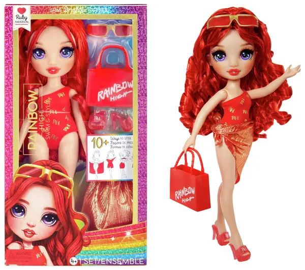 image of Rainbow High Swim & Style Fashion Doll - Ruby (Red) - 27cm