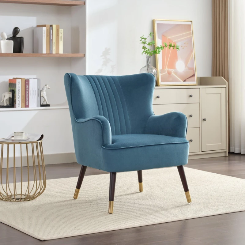 Image of Artemis Home Madison Velvet Fabric Accent Chair in Teal Teal Unisex