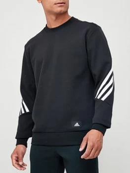 Image of adidas Future Icon 3 Stripe Crew Sweat Top - Black, Size L, Men