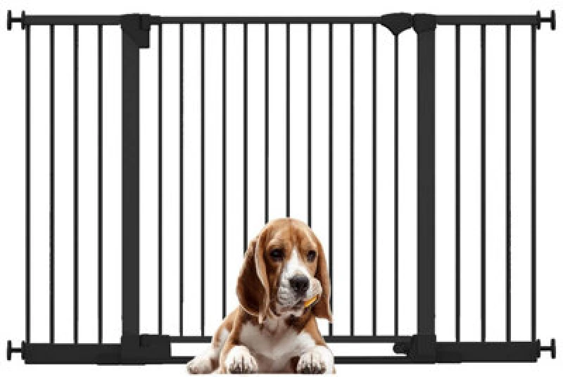 Image of Bettacare Safestep Dog Gate, Black, 152Cm - 159Cm, Extra Low Walkthough, 81Cm Extra Wide Doorway, Extra Wide Pet Gate