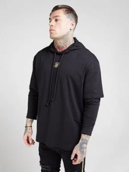 image of SikSilk Long Sleeved Essential Undergarment Chain Cuff T-Shirt - Black