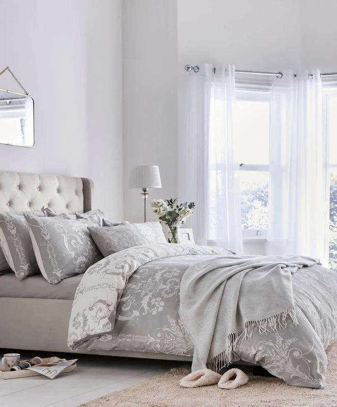 Image of Laura Ashley Josette Duvet Cover Bedding Set Steel