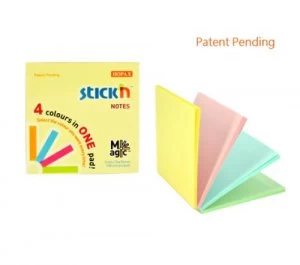 image of Stickn Magic Pad 76x76mm 4 Pastel Colours 100 sh/pad PK12