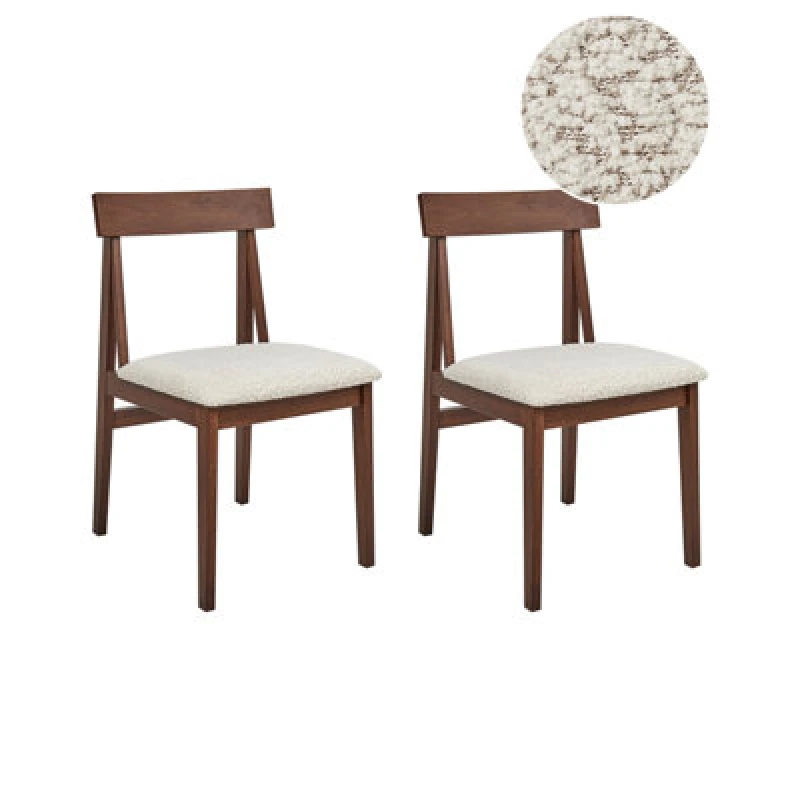Image of Beliani Set Of 2 Dining Chairs Isle Wood Brown/ Beige