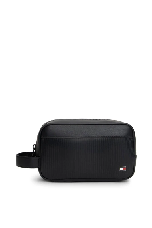 Image of Tommy Hilfiger Mens TH Flag Washbag Black Male One Size