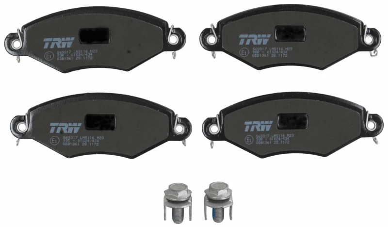 Image of TRW GDB1361 Brake pad set not prepared for wear warning indicator, with brake caliper screws Brake Pad Set,disc brake (402)