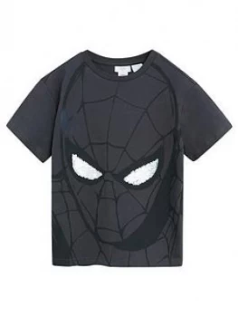 image of Mango Boys Spiderman Sequin Tshirt - Charcoal