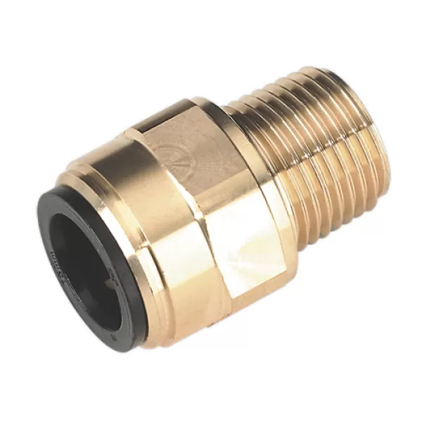 image of Sealey CAS15BSA Straight Adaptor 15mm x 1/2BSPT Brass