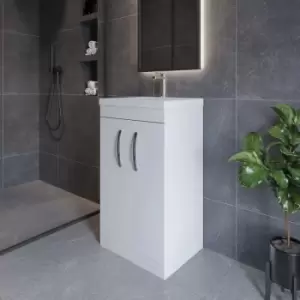 Image of Nuie - Athena Floor Standing 2-Door Vanity Unit with Basin-3 500mm Wide - Gloss White