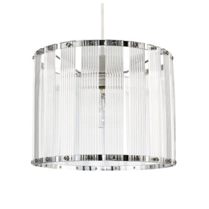 Image of Happy Homewares Designer Pendant Light Shade With Rippled Acrylic Transparent Columns