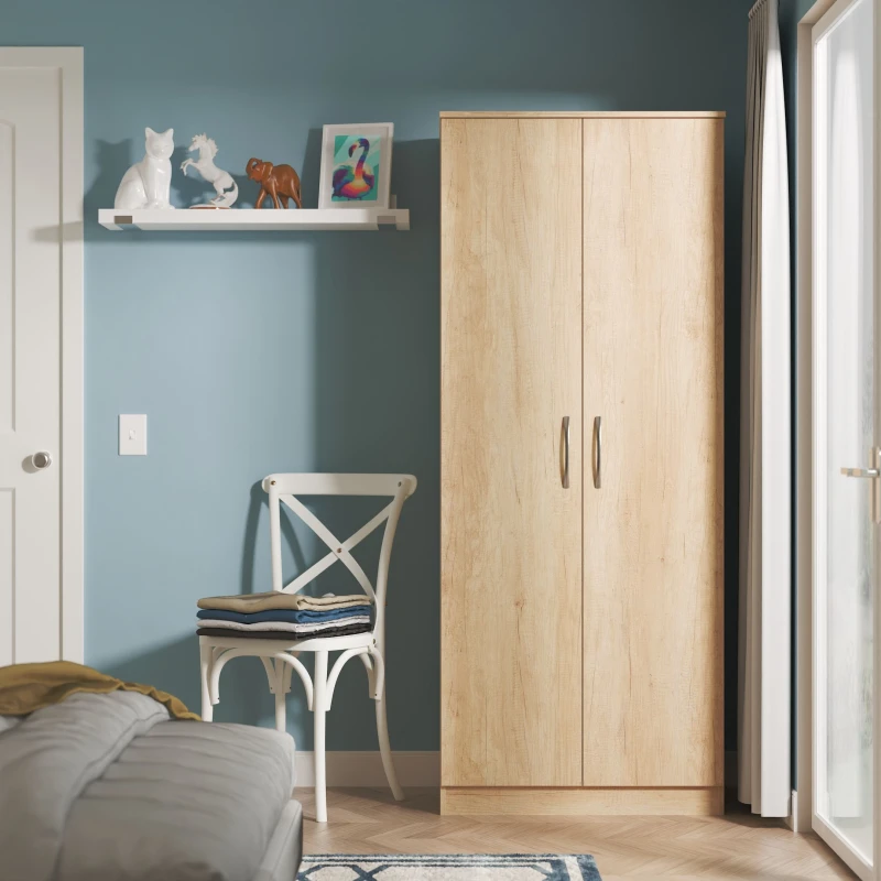 Image of Ready Assembled 2 U Hampshire 2 Door Wardrobe (Ready Assembled) in Light Brown Light Brown Unisex