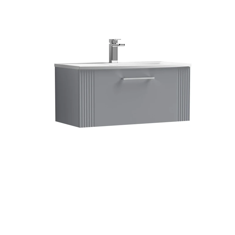 Image of Balterley 1 Drawer Wall Hung Vanity Unit Curved Basin Grey 800mm Grey
