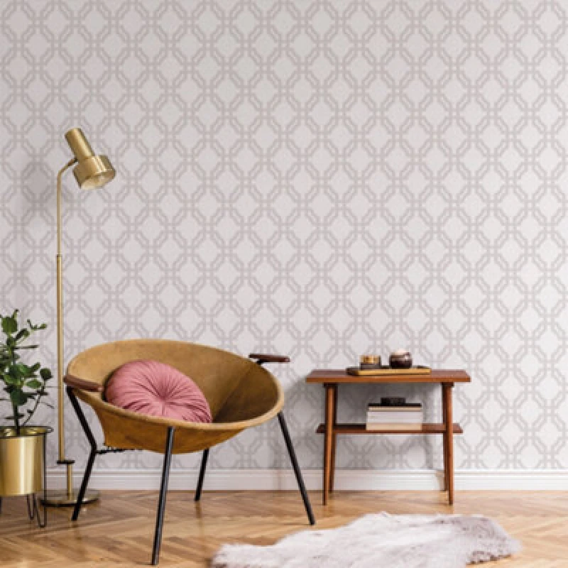 Image of Galerie Luxe Silver Trellis Smooth Wallpaper