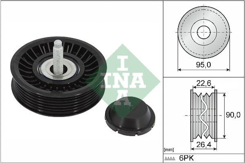 Image of Deflection / guide pulley, V-ribbed belt INA 532 0891 10