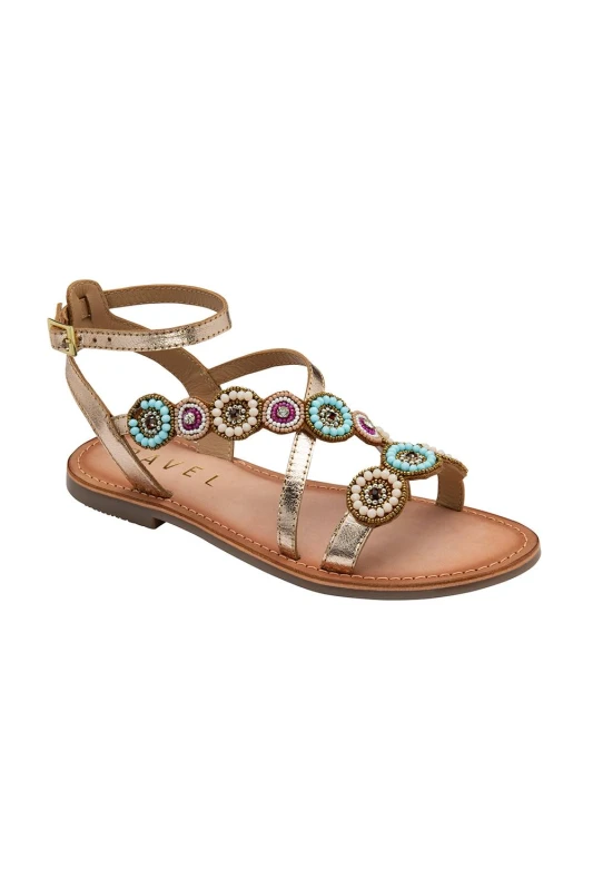 Image of Ravel Womens Gold Leather 'Alford' Flat Sandals Size: 4 Gold Female 4
