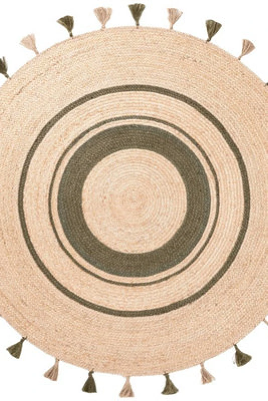 Image of The Rugs Braided Jute Rug Round Basil Natural Handwoven Living Room Rug In Beige