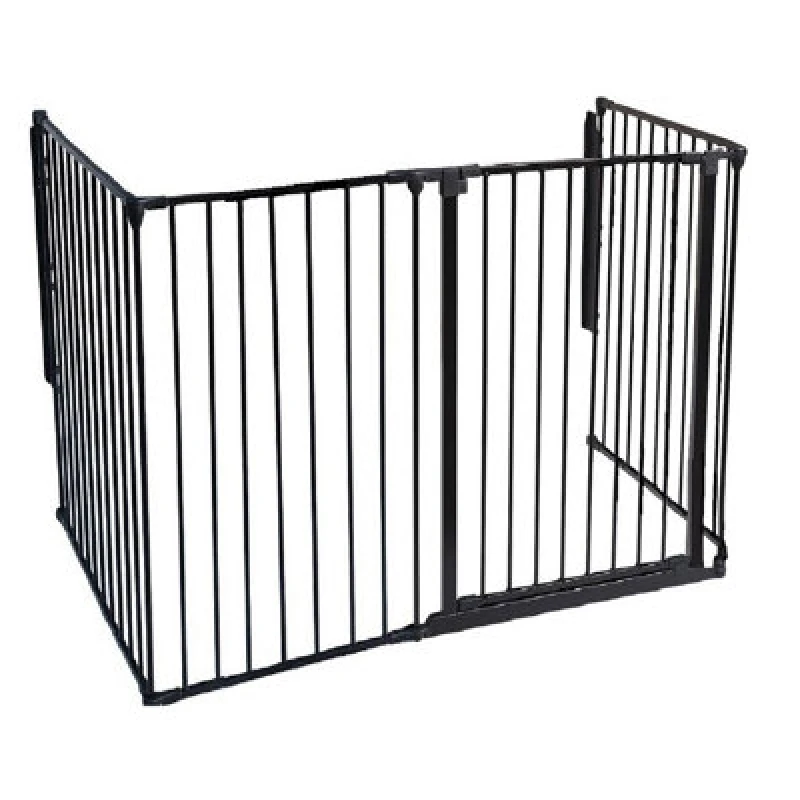 Image of Safetots Extra Tall Multi Panel Fire Surround, 51Cm Deep X 144Cm Wide, Black, 105Cm High, Baby And Toddler Fire Guard
