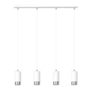 image of Fumiko White/Chrome Bar Pendant Ceiling Light 4x GU10