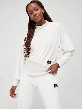 Image of adidas Holidayz Velvet Pants - Off-White, Off White, Size L, Women