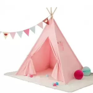 image of Neo Pink Canvas Kids Tent Teepee With Bunting