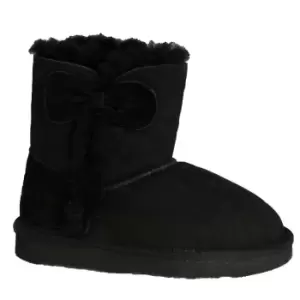 image of Eastern Counties Leather Childrens/Kids Coco Bow Detail Sheepskin Boots (6 Child UK) (Black)